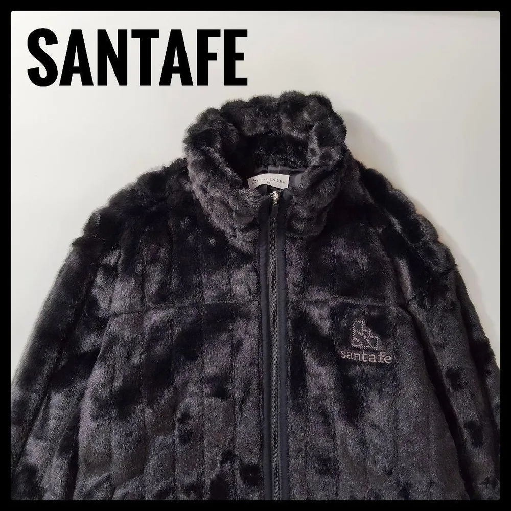 美品 santafe サンタフェ フェイク ファー ジャケット コートロゴ刺繍