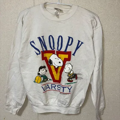 ピーナッツ スヌーピー スウェット SNOOPY 長袖 L 白 綿ポリ 裏起毛
