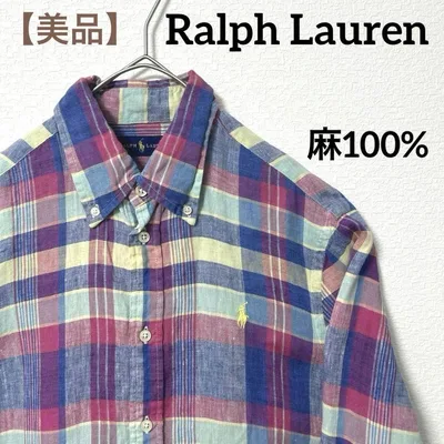 【美品】Ralph Lauren(ラルフローレン) リネン100%チェックシャツ