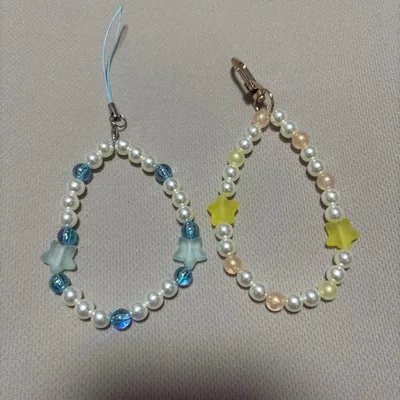 ハンドメイド スマホストラップ スマホショルダー 推し活 ブルー イエロー