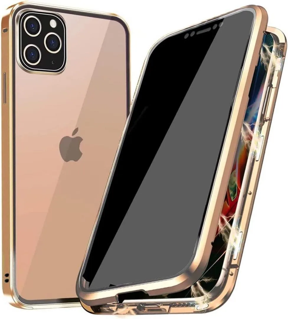 iphone12promax覗き見防止ケース両面ガラゴールド