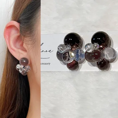 #021 レジンピアス/シャボン玉/秋冬アクセ/ハンドメイドピアス/イヤリング