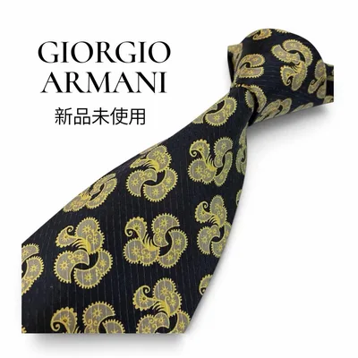 【新品】GIORGIO ARMANI シルクネクタイ ペイズリー柄 ネイビー系