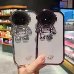 iPhone11ケース クリアTPUケース 紫 宇飛行士iphoneケース