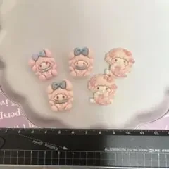 5個セット マイメロディ デコパーツ ハンドメイド素材 ネイルパーツ