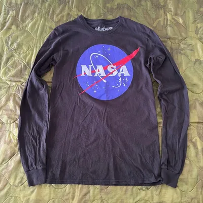 US古着 Mustache Brigade NASA 長袖カットソー S ロンT