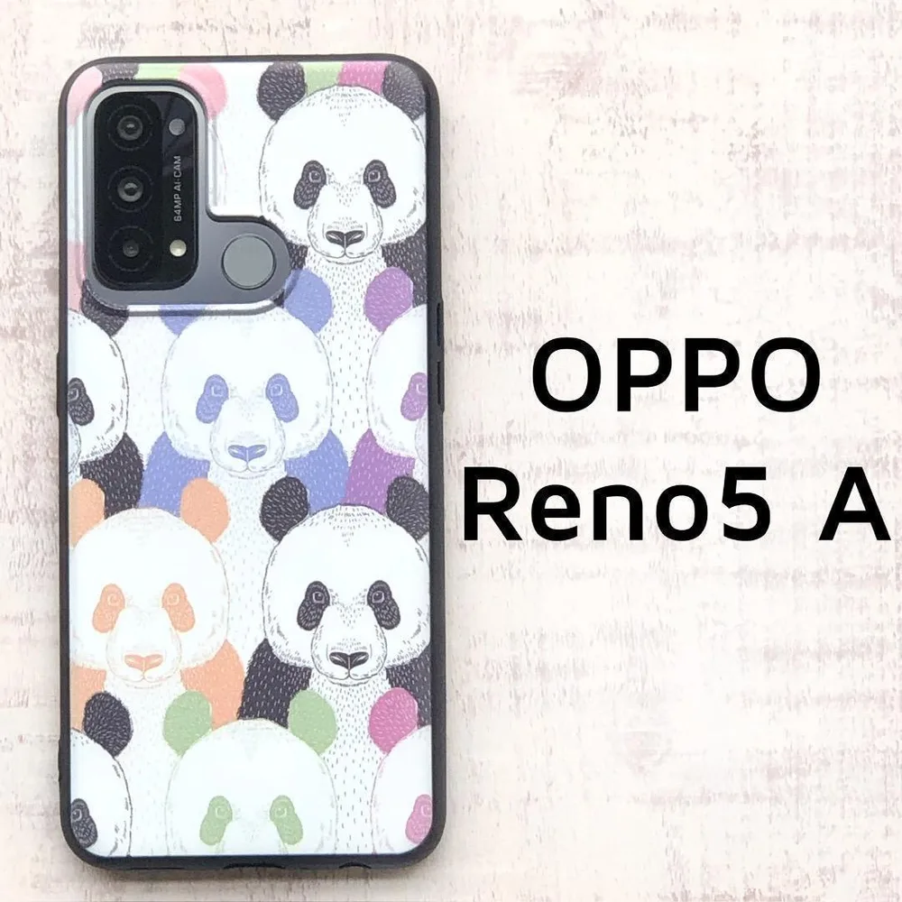 OPPOReno5A ケース 背面カバー カラフル パンダ柄