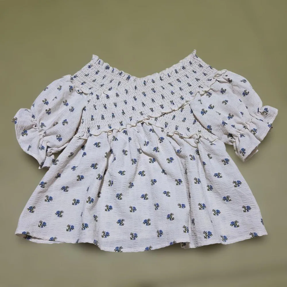 continuer de NICE CLAUP 花柄シャーリングブラウス F