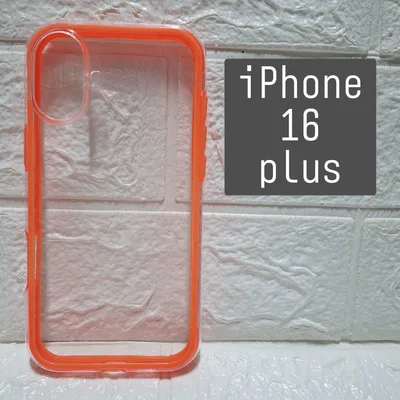 iPhone 16 Plus スマホケース クリア オレンジ スマホカバー