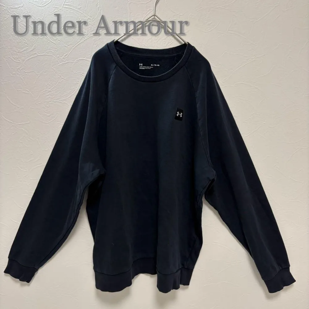 Under Armour クルーネックスウェット 無地 ブラック 裏起毛 XL