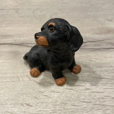 【美品】ダックスフンド 子犬 陶器 置物 インテリア