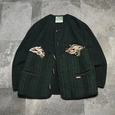 古着 チロリアン 刺繍 カーディガン ウールジャケット デザイン