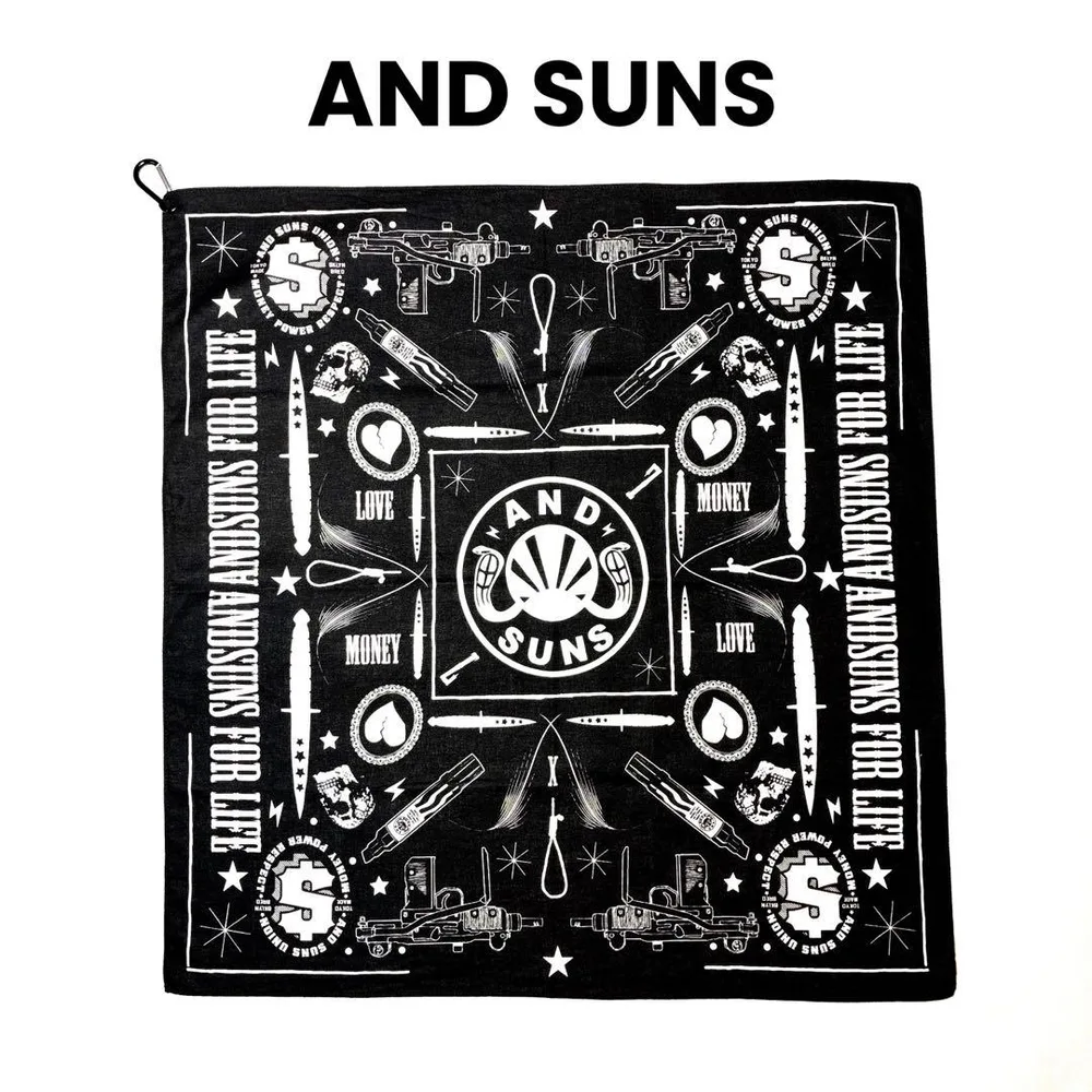 【AND SUNS】アンドサンズ「カラビナ付き★バンダナ】ブラック