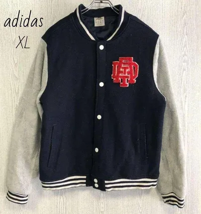 adidas アディダス 刺繍 スタジャン ブルゾン ネイビー 紺 L 美品