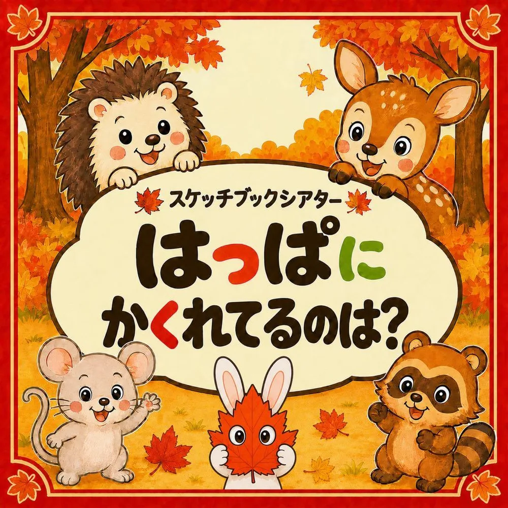 保育教材スケッチブックシアター「はっぱにかくれてるのは?」絵本パネル壁面実習知育