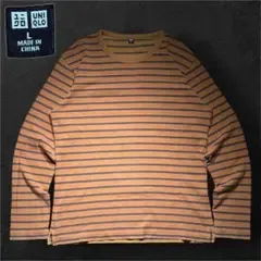 UNIQLO ボーダー ロンT オレンジ 茶 レイヤード y2k グランジ L