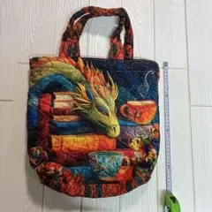 ハンドメイド トートバッグ ドラゴン柄