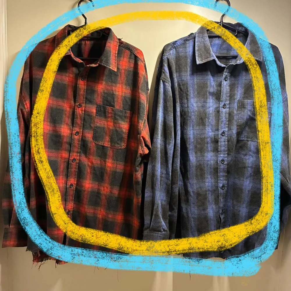 【いいね不要】 【古着】2着 雰囲気◎ クラッシュ加工シャツ グランジ ロック