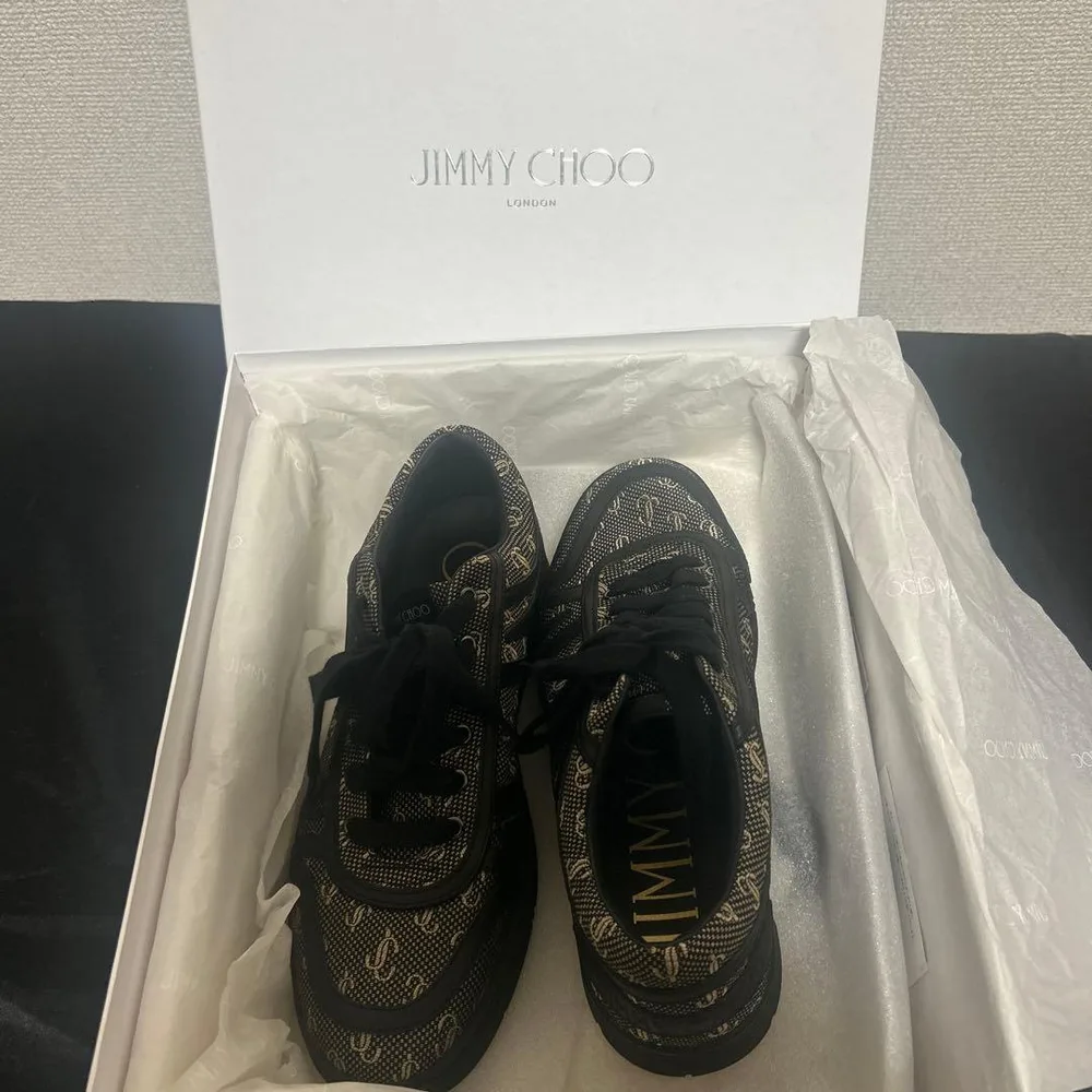 美品‼️JIMMY CHOO スニーカー ブラック ゴールド