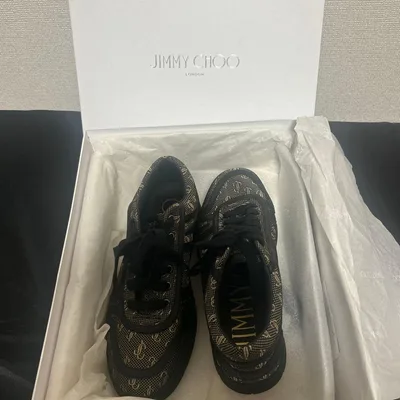 美品‼️JIMMY CHOO スニーカー ブラック ゴールド