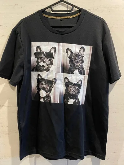 フレンチブルドッグ プリント Tシャツ ブラック Sサイズ