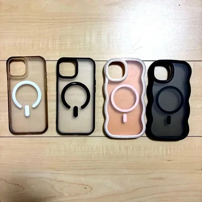 iPhone15 お揃いおそろいオソロ 4点セット ウェーブ シンプル ソフト