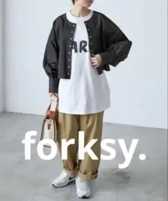 【forksy.】 2way デニムショート丈 ボリュームブラウス Fサイズ