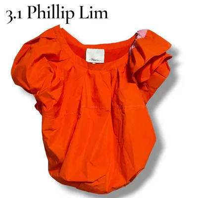 3.1 Phillip Lim パフスリーブ バルーン トップス オレンジ XS