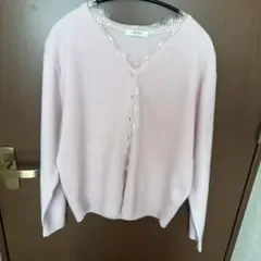 GLOBAL WORK レース付きVネックカーディガン