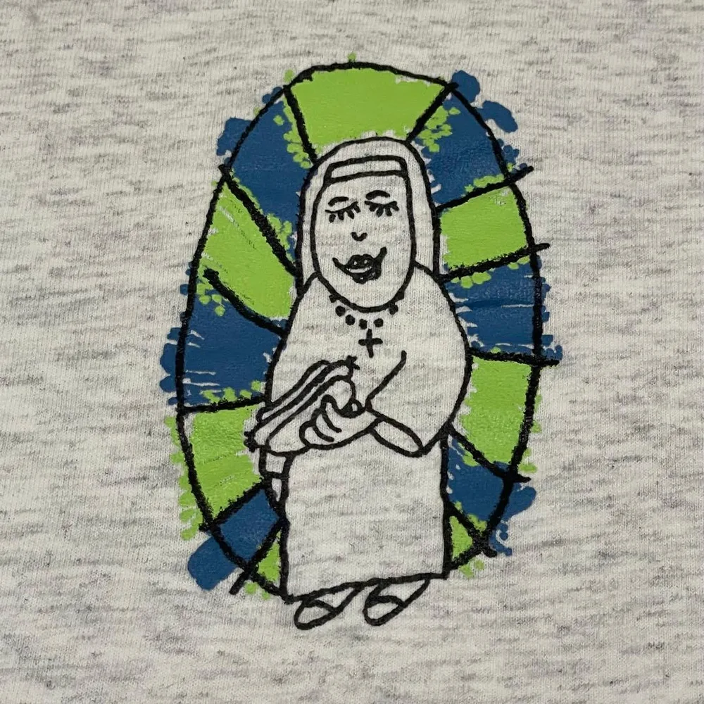 【USA製 XXL】90s ONEITA プリント Tシャツ グレー コミカル