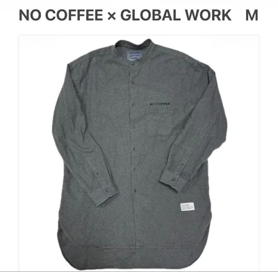 NO COFFEE×GLOBAL WORK ビッグシャツ M ノーカラー グレー