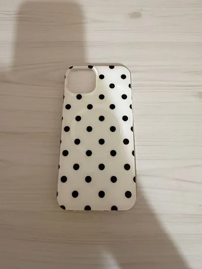 iPhone 14ケース 水玉 ドット柄 ホワイト