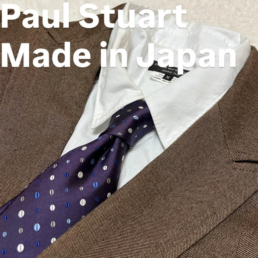 日本製Paul Stuartパープル マルチカラー ドット柄シルクネクタイ