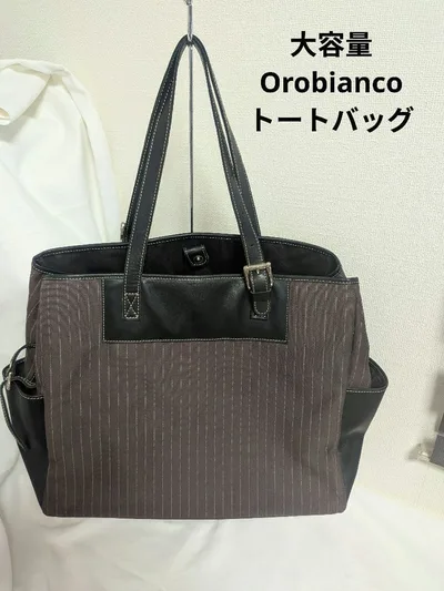 美品 Orobianco ストライプ柄 キャンバストートバッグ