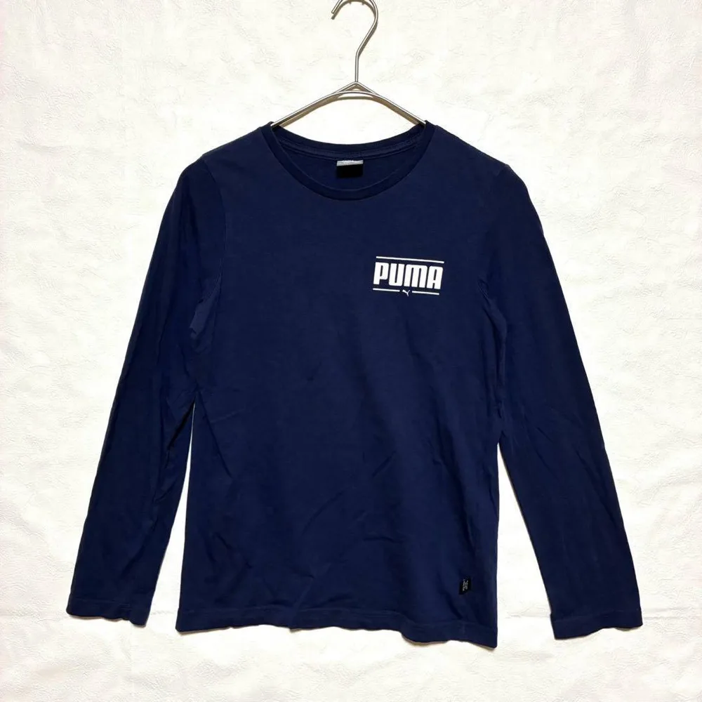 PUMA プーマ キッズ 長袖Tシャツ 150cm ネイビー 胸ロゴ 子供服