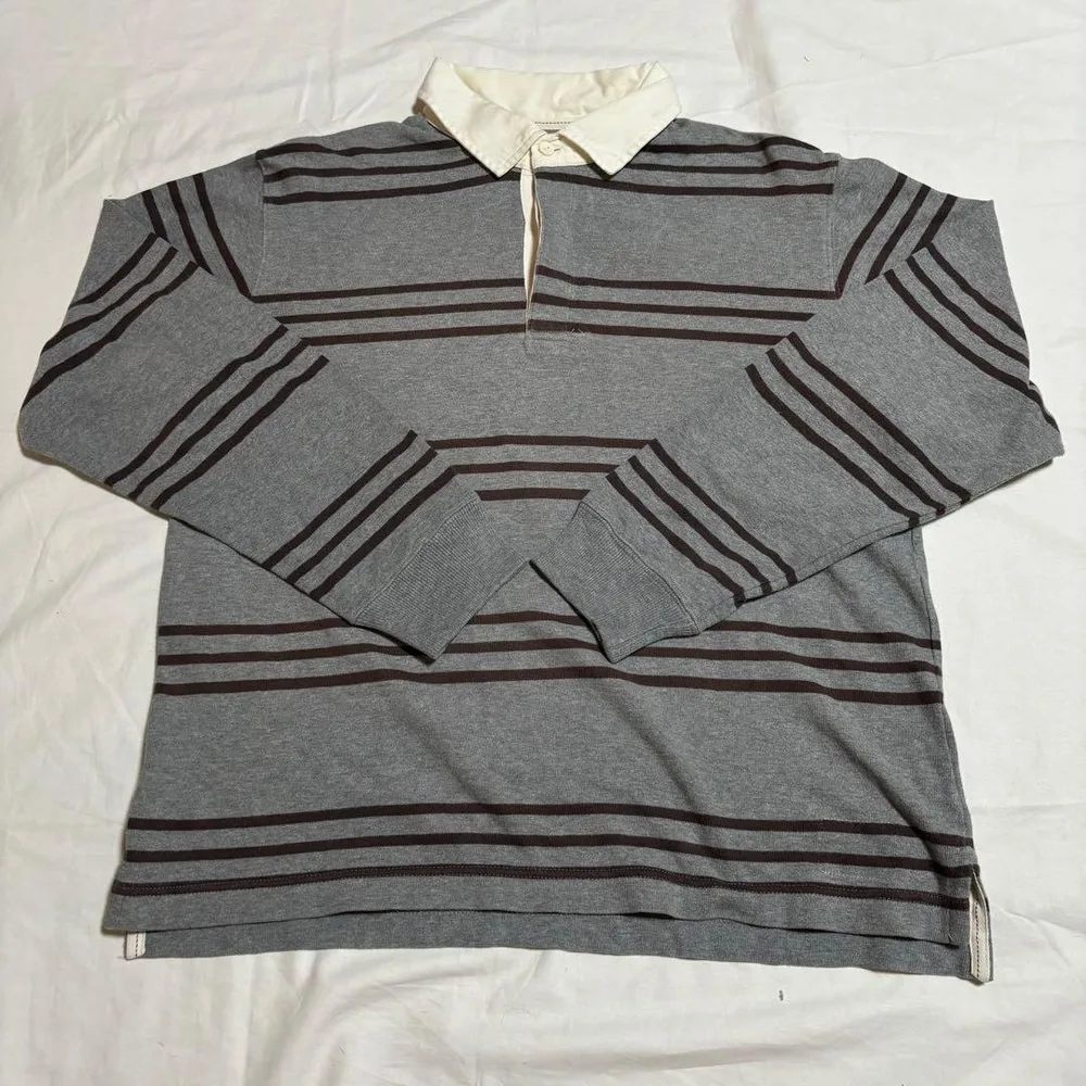 00s GAP OLD GAP ラガーシャツ グレー ボーダー ポロシャツ 古着