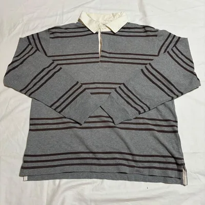 00s GAP OLD GAP ラガーシャツ グレー ボーダー ポロシャツ 古着