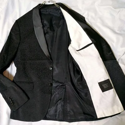 3XL/54 ZARA タキシード ペイズリー テーラード ジャケット ブラック