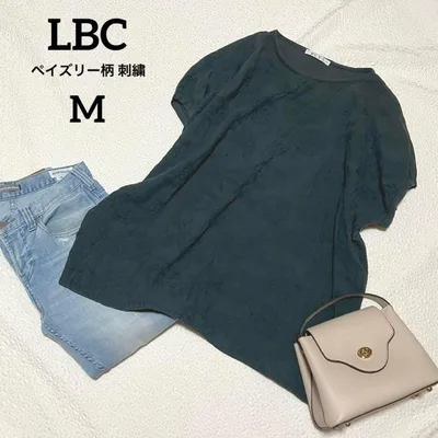 LBC ペイズリー 刺繍 半袖トップス カーキ M ドルマンスリーブ ゆったり