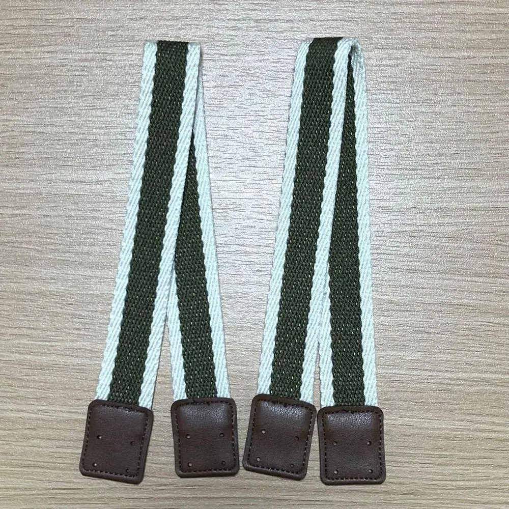 ハンドメイド用 バッグ持ち手 2本セット カーキ×ホワイト