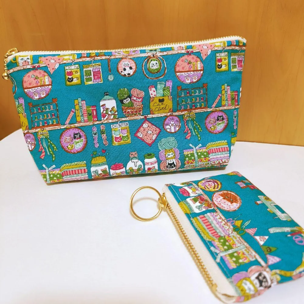 *ハンドメイド*ポーチセット*ねこ 小銭入れ コインケース