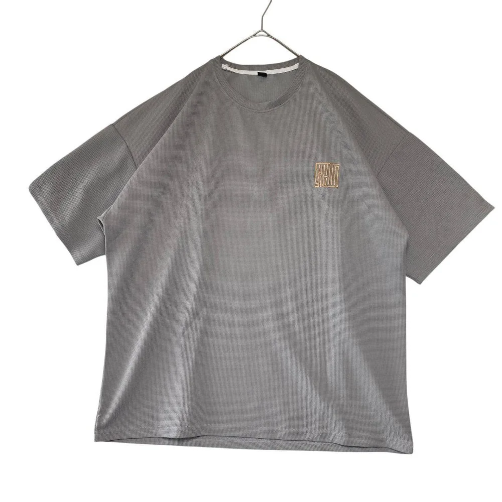 ワッフル半袖Tシャツ グレー オーバーサイズ6L ユニセックス 大きめ ゆったり