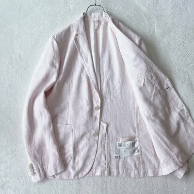 120% Lino|美品 リネン 2Bアンコンジャケット イタリア製 洗濯可