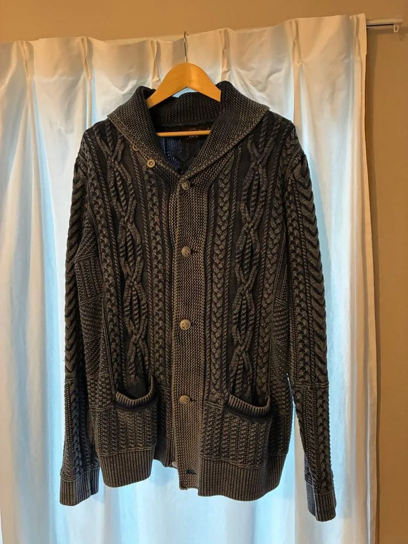 RRL ダブルアールエル インディゴ ケーブルニット カーディガンXL