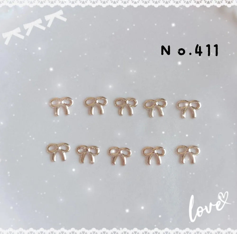 ネイルパーツ 10ピース ミニリボン ピンクゴールド デコパーツ