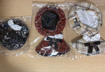 無属性 ぬいぐるみ ぬい服 ポンチョ ベレー帽 赤 黒 白(黄色) 10cm