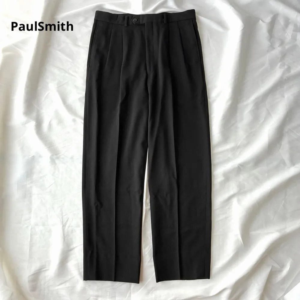 PaulSmith スラックス ブラック Wタック ウール L 日本製