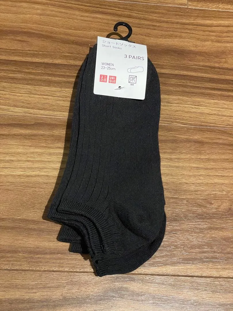 UNIQLO ユニクロ ショートソックス 3足組 ブラック 23-25cm