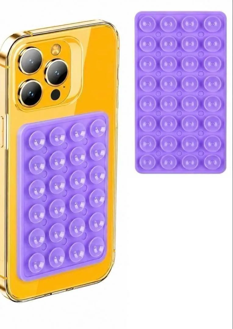 紫 1枚シリコン吸盤スマホホルダー 両面40粒吸着 スマホスタンド