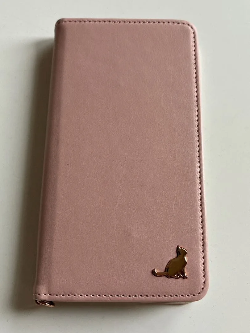 iPhone17e,16e手帳型ケース ピンク 猫モチーフ★美品★